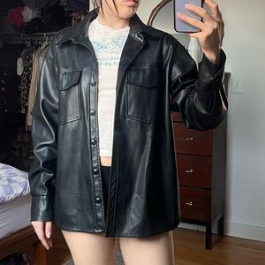 oversized vegan leather jacket